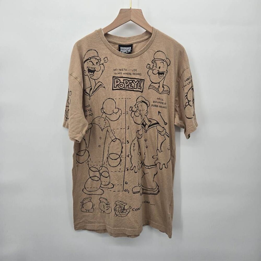 Reason x Popeye Collab T-Shirt Men's Size Large Sketch Drawing